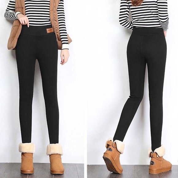 Women Winter Warm Sherpa Fleece Lined Leggings Thick Cashmere Thermal Pant - Picture 2 of 12